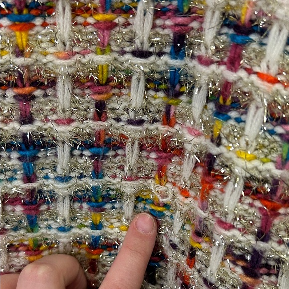 Mystree Sparkly/Colorful Woven Crew Neck Sweater - Picture 5 of 7